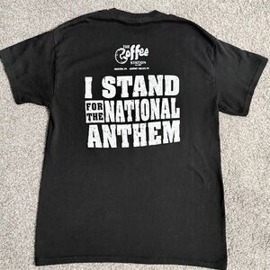 Patriotic graphic T-Shirt. “I Stand For The National Anthem” M black and white